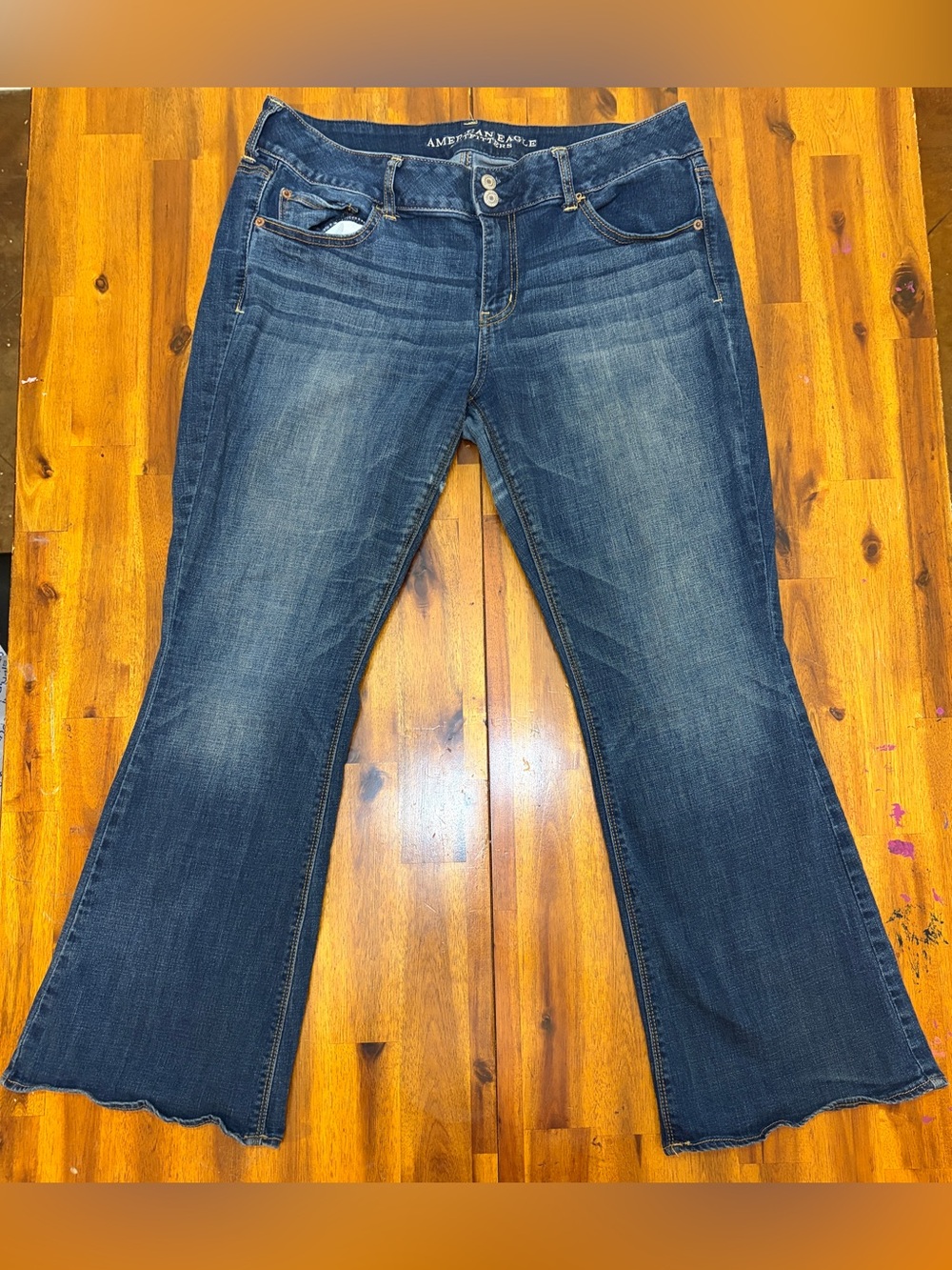 American Eagle artis super stretch Medium Blue Flared Jeans with Faded Wash